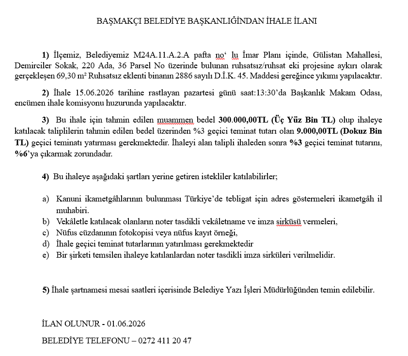 Yıkım İhalesi Hk.